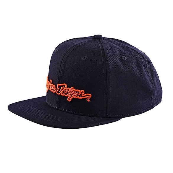 Czapka z daszkiem Troy Lee Designs Signature Snapback flat billed navy/orange 2024 - 1