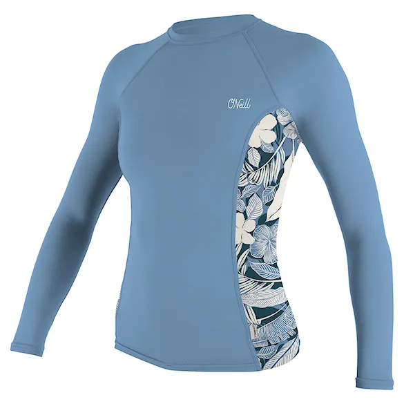 Lycra O'Neill Wms Side Print L/S Rash fade denim/palmen to tropical 2025 - 1