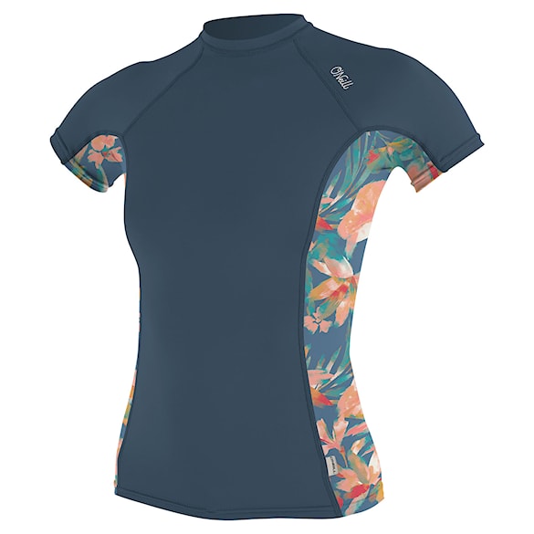 Lycra O'Neill Wms Side Print S/S Rash copen blue/painted tropics 2025 - 1