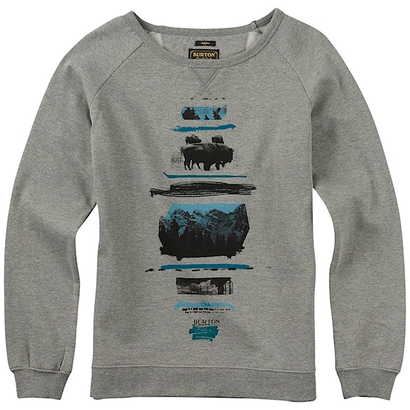 Bike mikina Burton Tumbledown Crew Raglan Pullover grey heather 2016 - 1