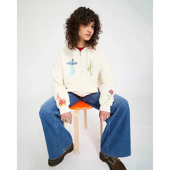 Mikina Volcom Wms FA Mickey Mason Zip Fleece off white 2026 - 10