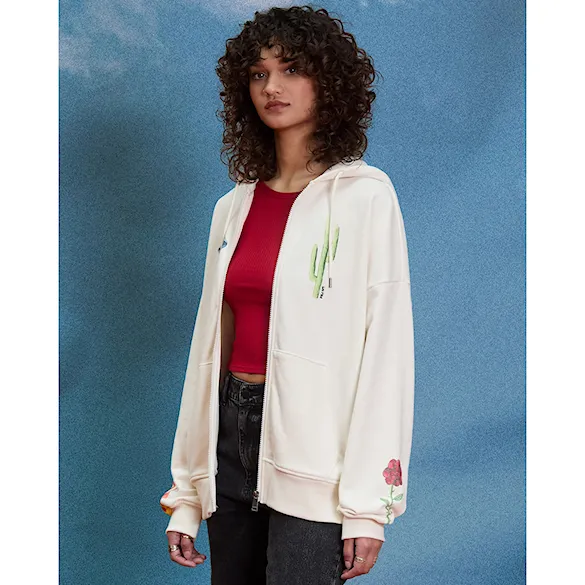 Mikina Volcom Wms FA Mickey Mason Zip Fleece off white 2026 - 11