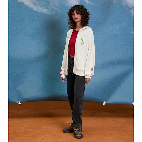 Mikina Volcom Wms FA Mickey Mason Zip Fleece off white 2026 - 2