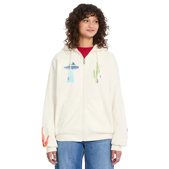 Mikina Volcom Wms FA Mickey Mason Zip Fleece off white 2026 - 1