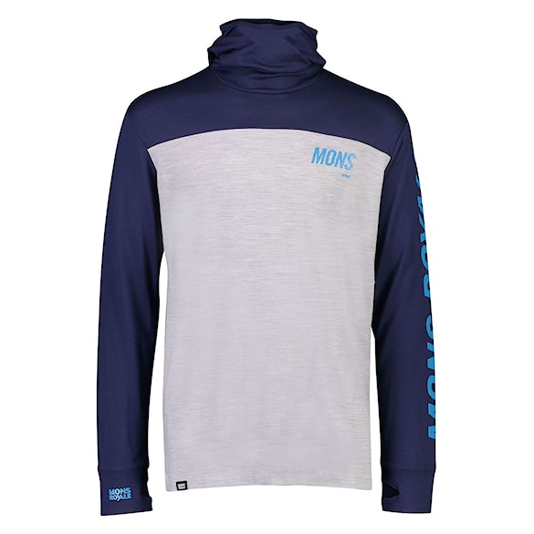 Tričko Mons Royale Yotei Powder Hood Ls navy/grey marl 2020 - 1