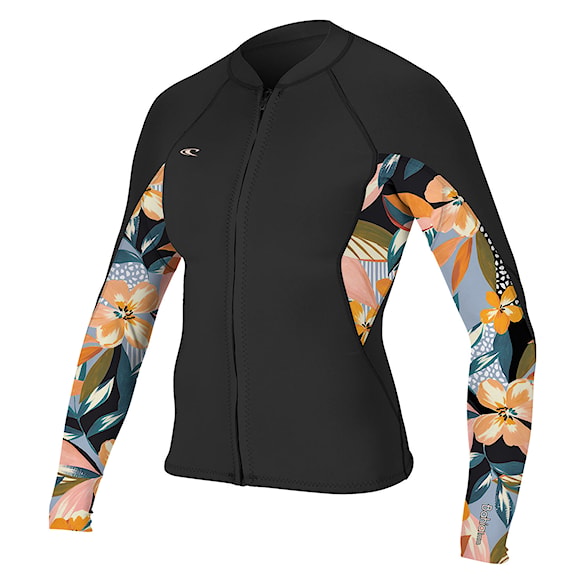 Wetsuit O'Neill Wms Bahia 1/0,5 mm Front Zip Jacket black/demi floral/black 2023 - 1