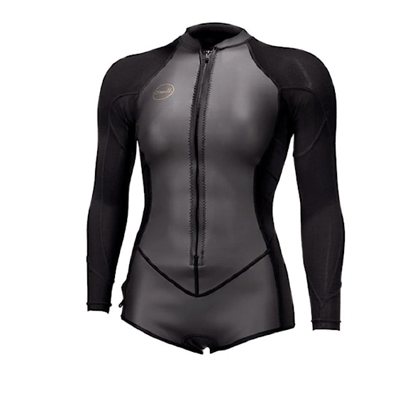 Wetsuit O'Neill Wms Bahia 2/1 Front Zip L/S Short Spring glide black/black 2026 - 1