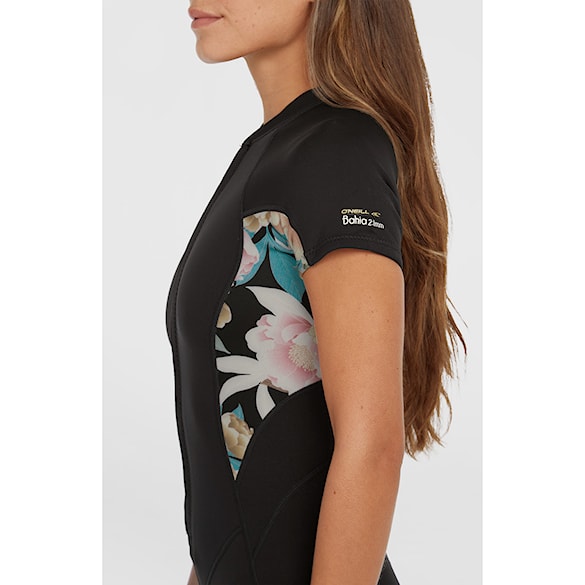 Wetsuit O'Neill Wms Bahia 2/1 Front Zip S/S Spring black/mikah floral/black 2025 - 5