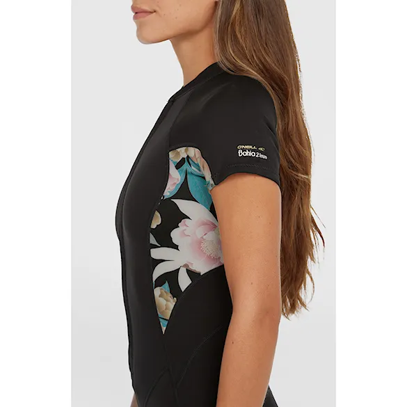 Wetsuit O'Neill Wms Bahia 2/1 Front Zip S/S Spring black/mikah floral/black 2025 - 5