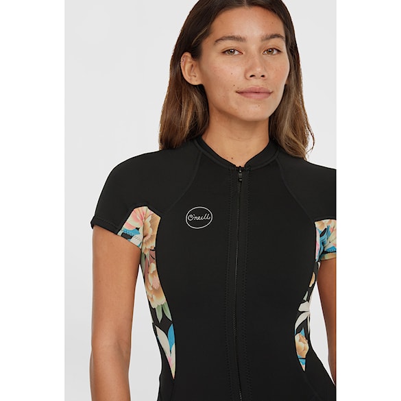 Wetsuit O'Neill Wms Bahia 2/1 Front Zip S/S Spring black/mikah floral/black 2025 - 6