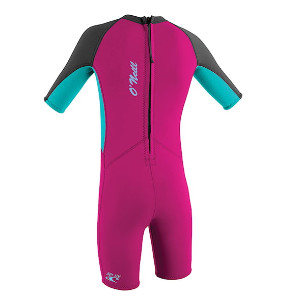 Wetsuit O'Neill Toddler Reactor Girls II 2 mm Back Zip S/S berry/lightaqua/graphite 2026 - 2