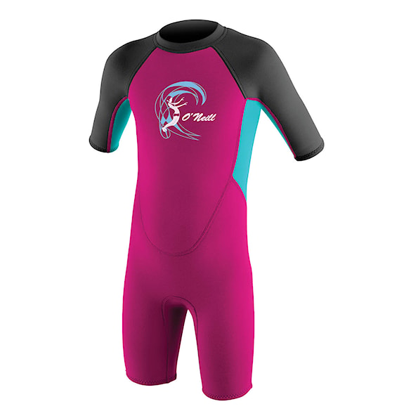 Wetsuit O'Neill Toddler Reactor Girls II 2 mm Back Zip S/S berry/lightaqua/graphite 2026 - 1