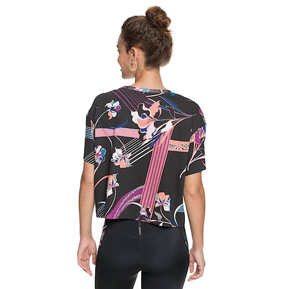 Fitness koszulka Roxy Draw A Line true black pop flowers full 2020 - 2