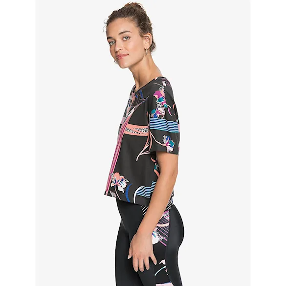 Fitness triko Roxy Draw A Line true black pop flowers full 2020 - 3