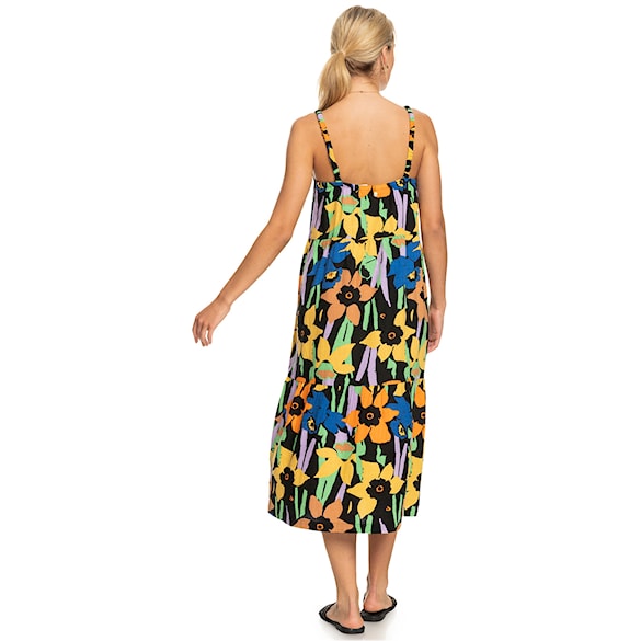 Šaty Roxy Waiting Line Printed anthracite flower jammin 2023 - 2