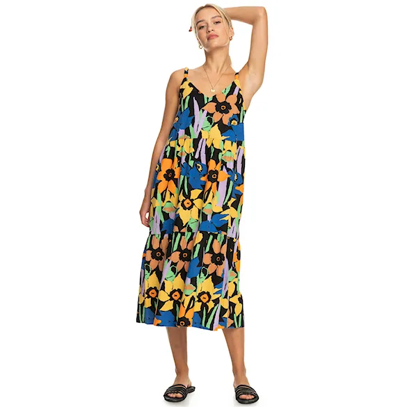 Sukienka Roxy Waiting Line Printed anthracite flower jammin 2023 - 5