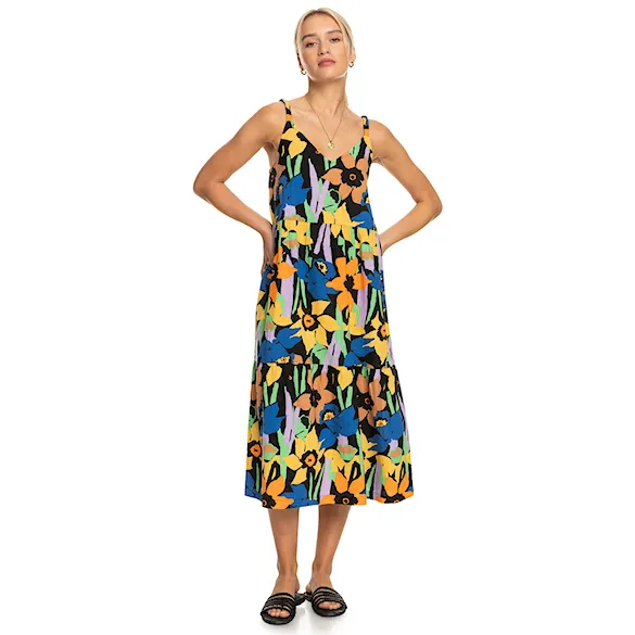 Sukienka Roxy Waiting Line Printed anthracite flower jammin 2023 - 1