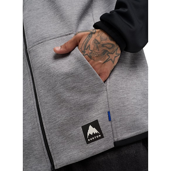 Bluza techniczna Burton Crown Weatherproof FZ grey heather/true black 2026 - 4
