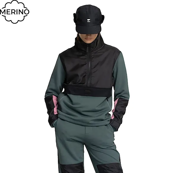 Technická mikina Mons Royale Wms Decade Mid Pullover burnt sage/black 2023 - 1