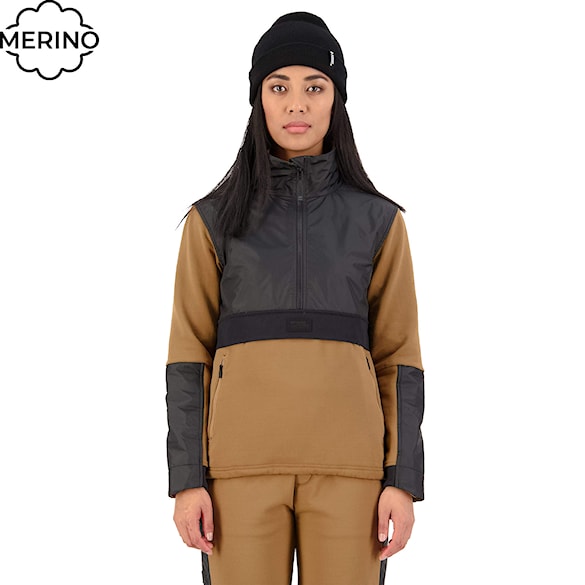 Technical Hoodie Mons Royale Wms Decade Mid Pullover toffee 2022 - 1