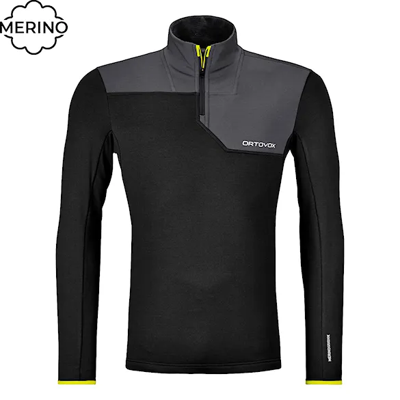 Technická mikina ORTOVOX Fleece Light Zip Neck black raven 2026 - 1
