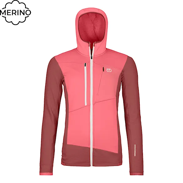 Technická mikina ORTOVOX Wms Fleece Grid Hoody mountain rose 2025 - 1