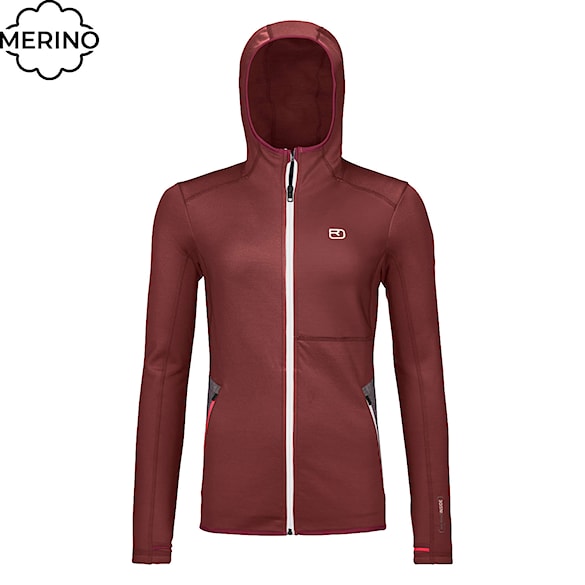 Technická mikina ORTOVOX Wms Fleece Hoody winetasting 2025 - 1