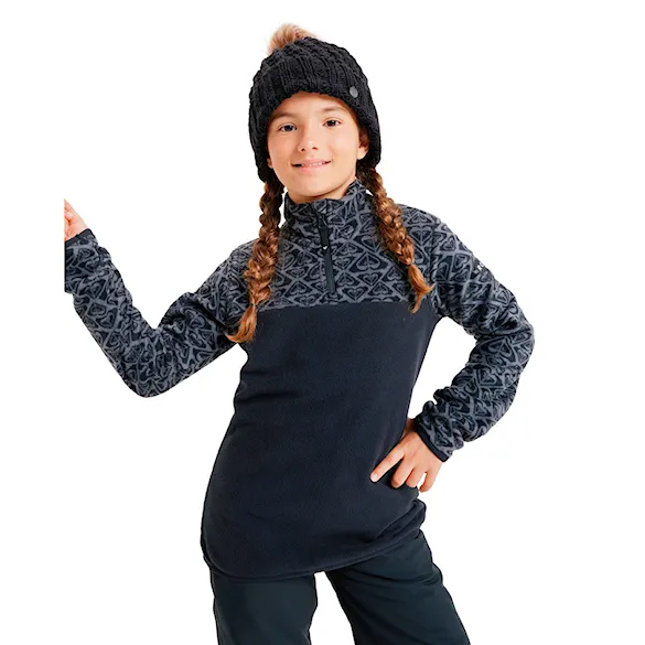 Technická mikina Roxy Whitecamp Half Zip Girl true black roxygram tonal 2025 - 1