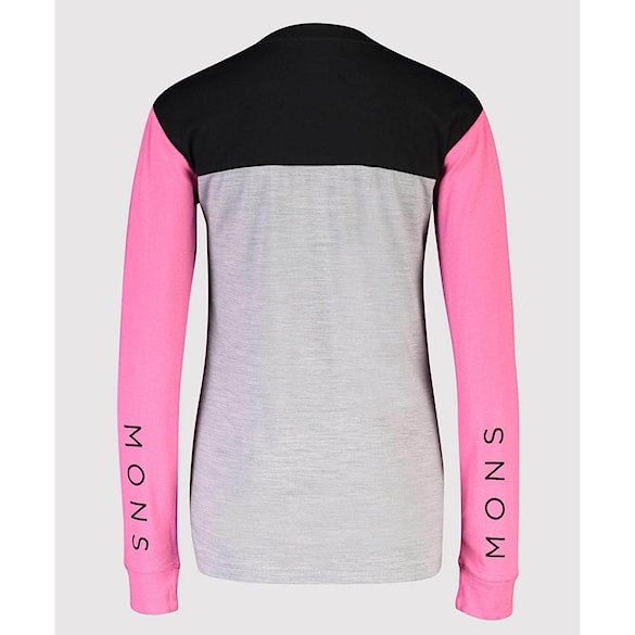 T-shirt Mons Royale Wms Yotei Bf Tech Ls pink/black 2023 - 3