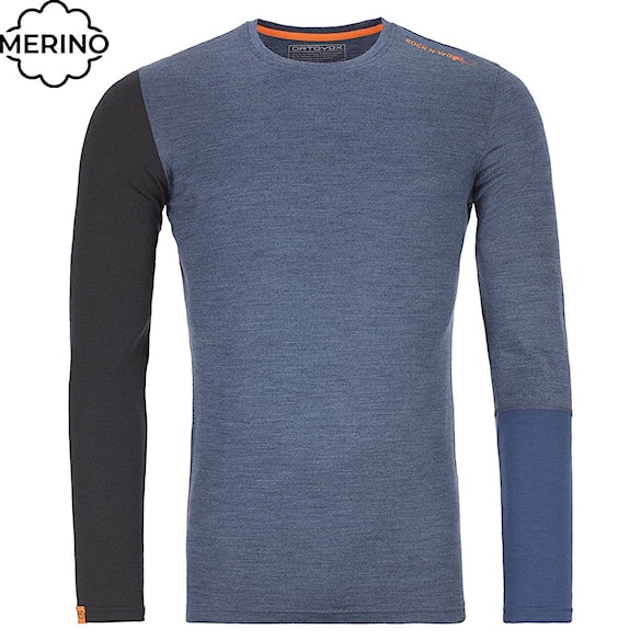 Tričko ORTOVOX 185 Rock'n'wool Long Sleeve night blue blend 2021 - 1