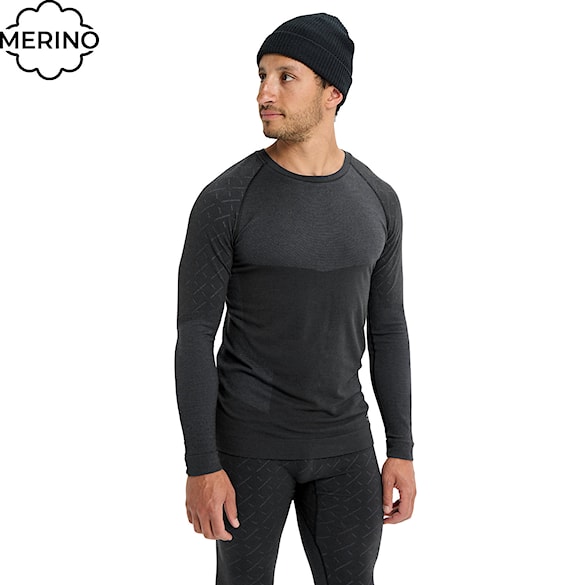 Tričko Burton [ak] Slokar Merino Base Layer Crew true black/grey cloud 2026 - 1