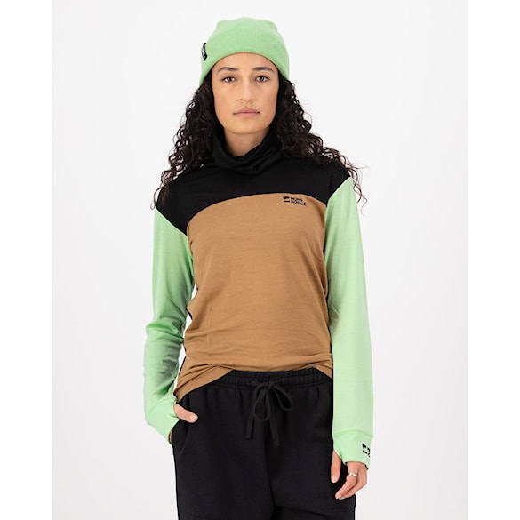 Koszulka Mons Royale Wms Yotei Merino High Neck LS matcha/toffee/black 2026 - 2