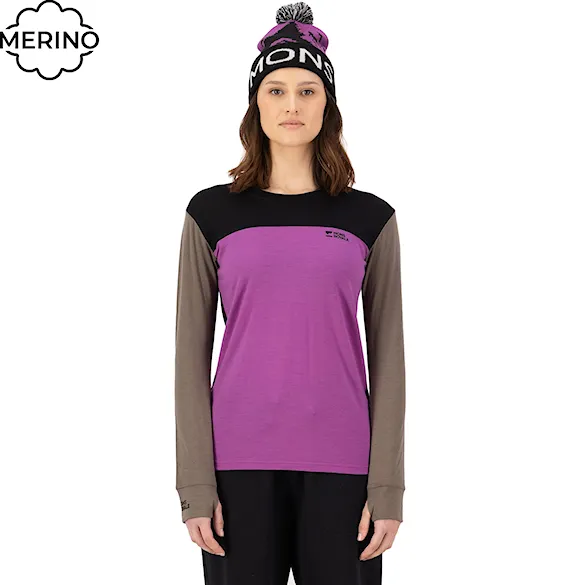 Tričko Mons Royale Wms Yotei Merino LS purple bolt/walnut/black 2026 - 1