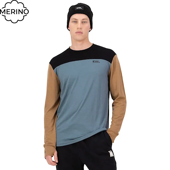Tričko Mons Royale Yotei Merino LS goblin blue/toffee/black 2026 - 1