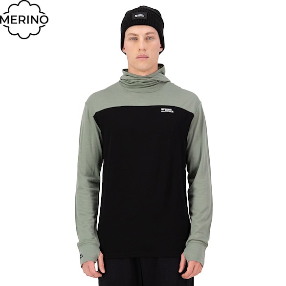 Tričko Mons Royale Yotei Merino Powder Hood LS willow/black 2026 - 1