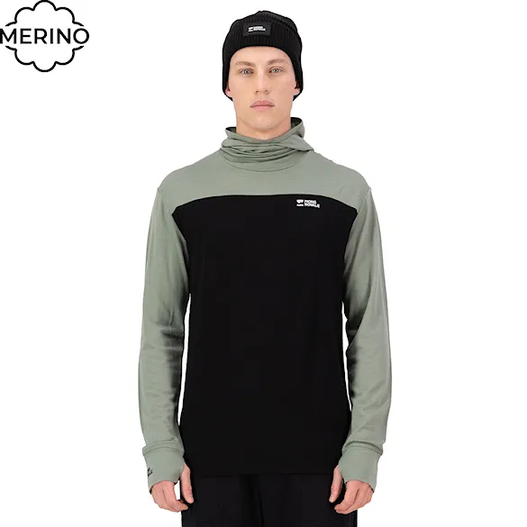 Tričko Mons Royale Yotei Merino Powder Hood LS willow/black 2026 - 1
