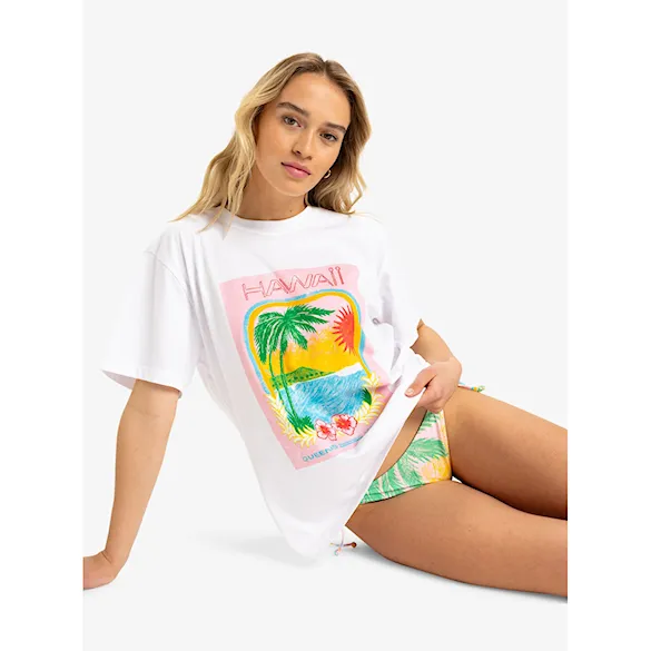 Koszulka Roxy Atlas Hangloose bright white hawaii 2025 - 2