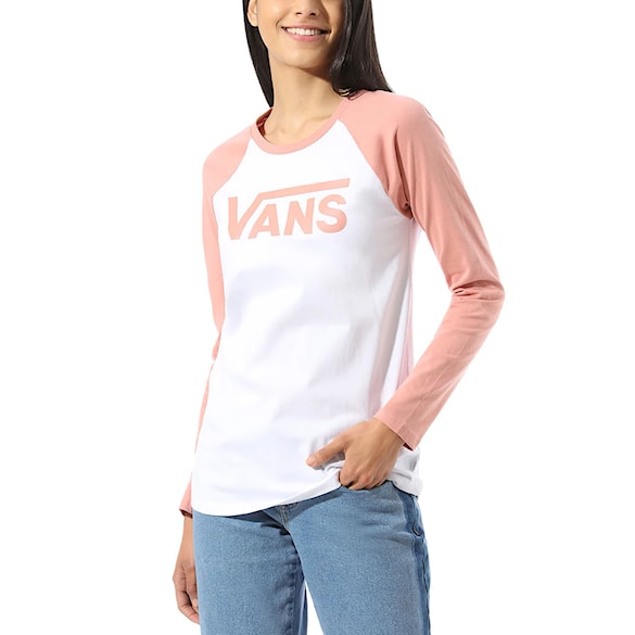Koszulka Vans Flying V Ls Raglan white/rose dawn 2020 - 1