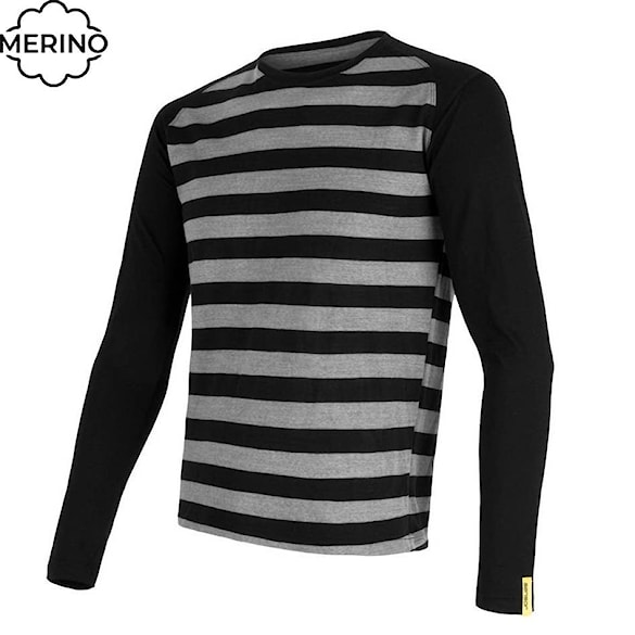Tričko Sensor Merino Wool Active černá/pruhy 2019 - 1
