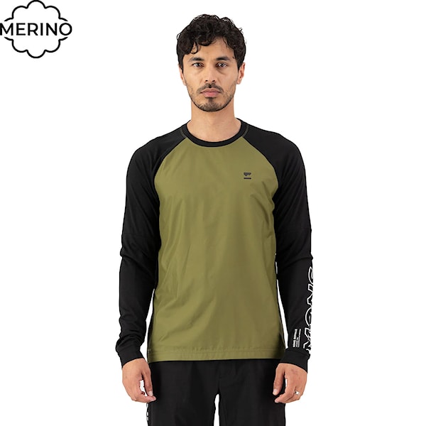 Bike Jersey Mons Royale Tarn Merino Bike Wind Jersey fern/black 2025