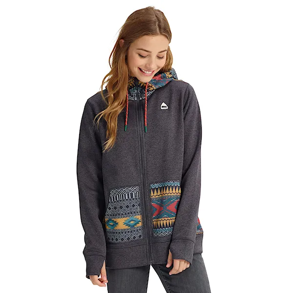 Technická mikina Burton Wms Oak FZ true black heather/tahoe freya w 2019