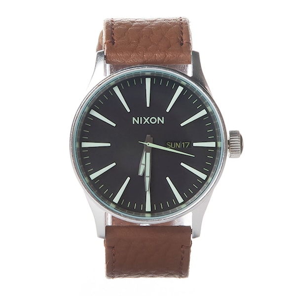 Hodinky Nixon Sentry Leather black/saddle 2014