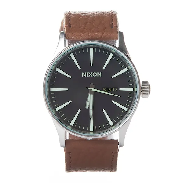 Hodinky Nixon Sentry Leather black/saddle 2014