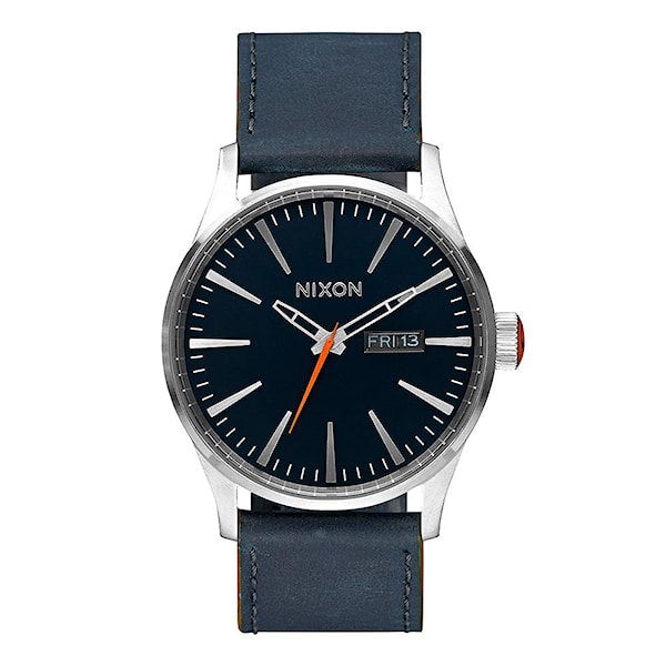 Hodinky Nixon Sentry Leather blue/orange 2016