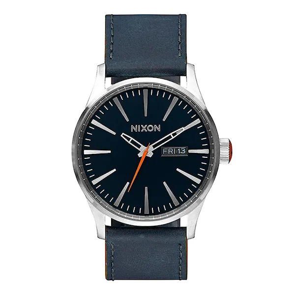 Hodinky Nixon Sentry Leather blue/orange 2016