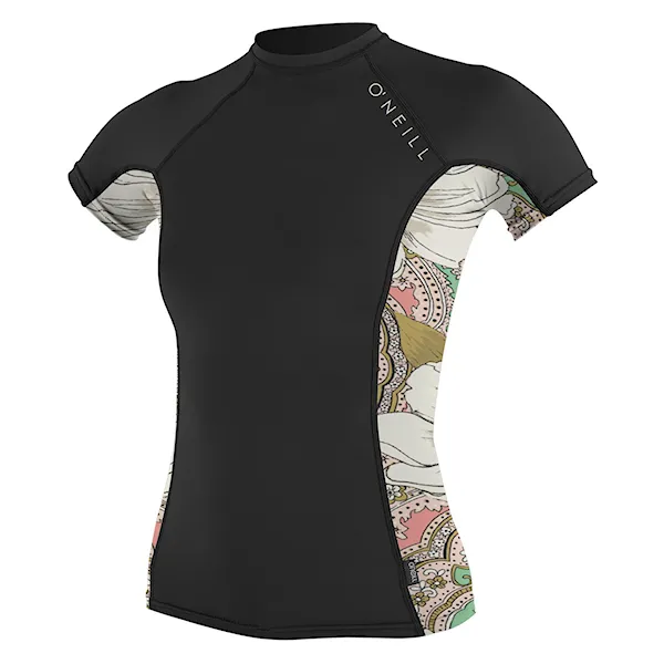 Lycra O'Neill Wms Side Print S/s Crew black/flora/black 2016
