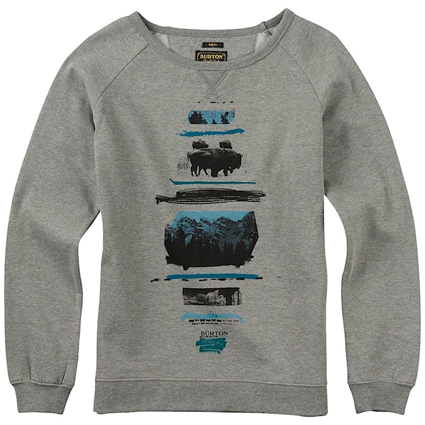 Bike mikina Burton Tumbledown Crew Raglan Pullover grey heather 2016
