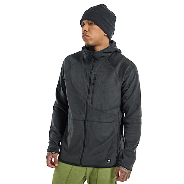 Technická mikina Burton Stockrun Warmest Hooded FZ Fleece true black 2024