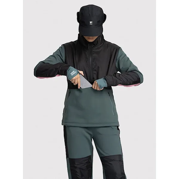 Technická mikina Mons Royale Wms Decade Mid Pullover burnt sage/black 2023