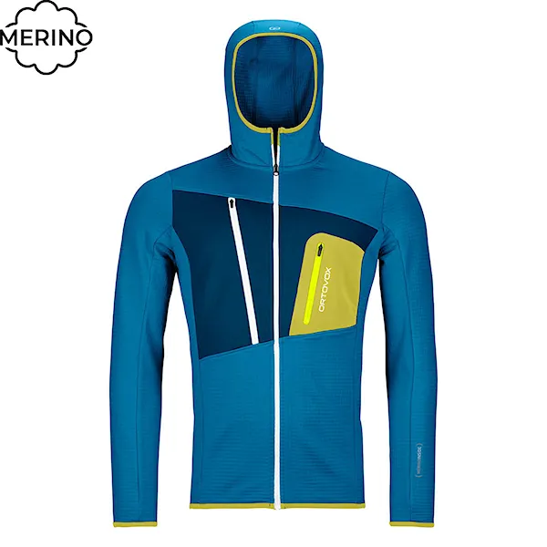 Technická mikina ORTOVOX Fleece Grid Hoody heritage blue 2024
